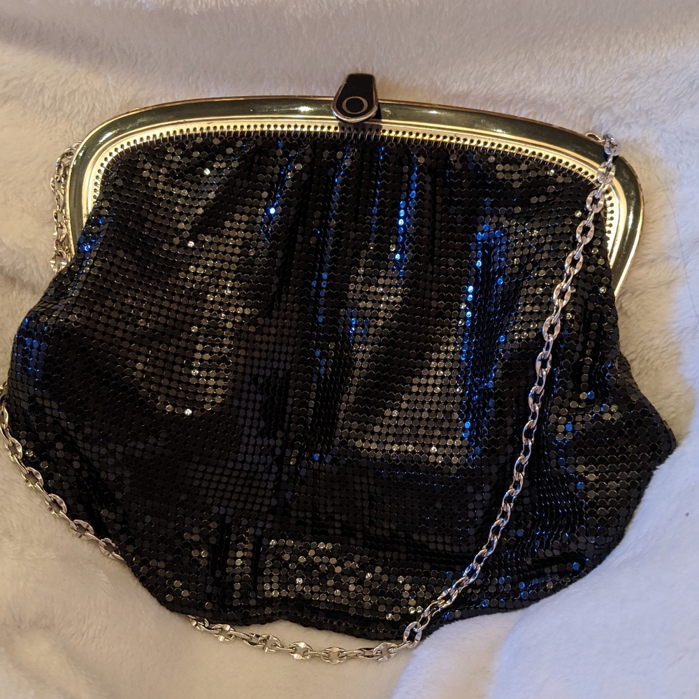 COPY - Whiting and Davis black mesh silver evening bag